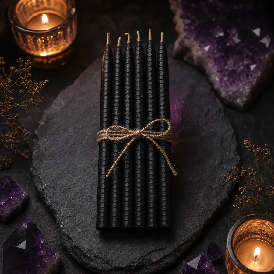 Black Beeswax Ritual Candles